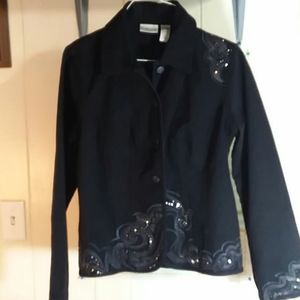 CHICO'S Women's Cotton/Spandex Jacket w/Rhinestone